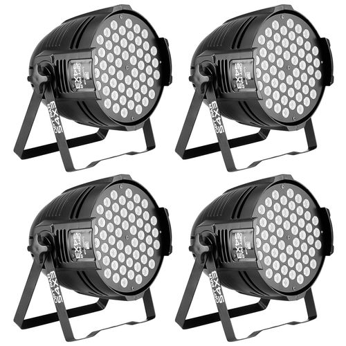 KIT 4 REFLETOR LED PAR 64 54 LEDS 3W RGBW OPT SPOT PRO 54X3 RGBW  LUMINOS