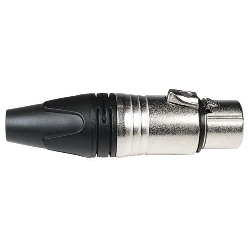 CONECTOR XLR CANON FEMEA 3 PINOS NIQUELADO TIPO NEUTRIK LU-71221 LUMINOS